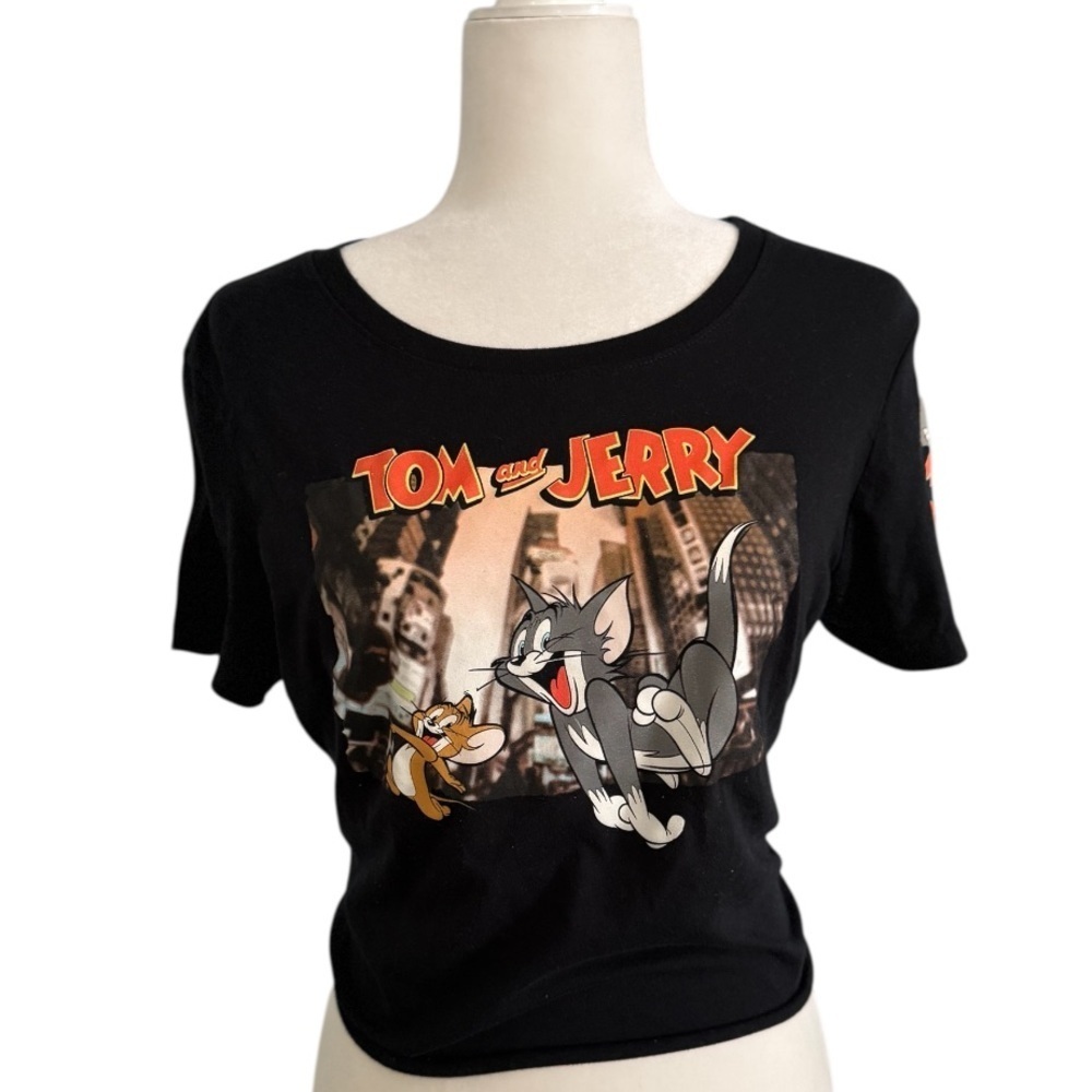 Tom and Jerry Black Graphic T-Shirt